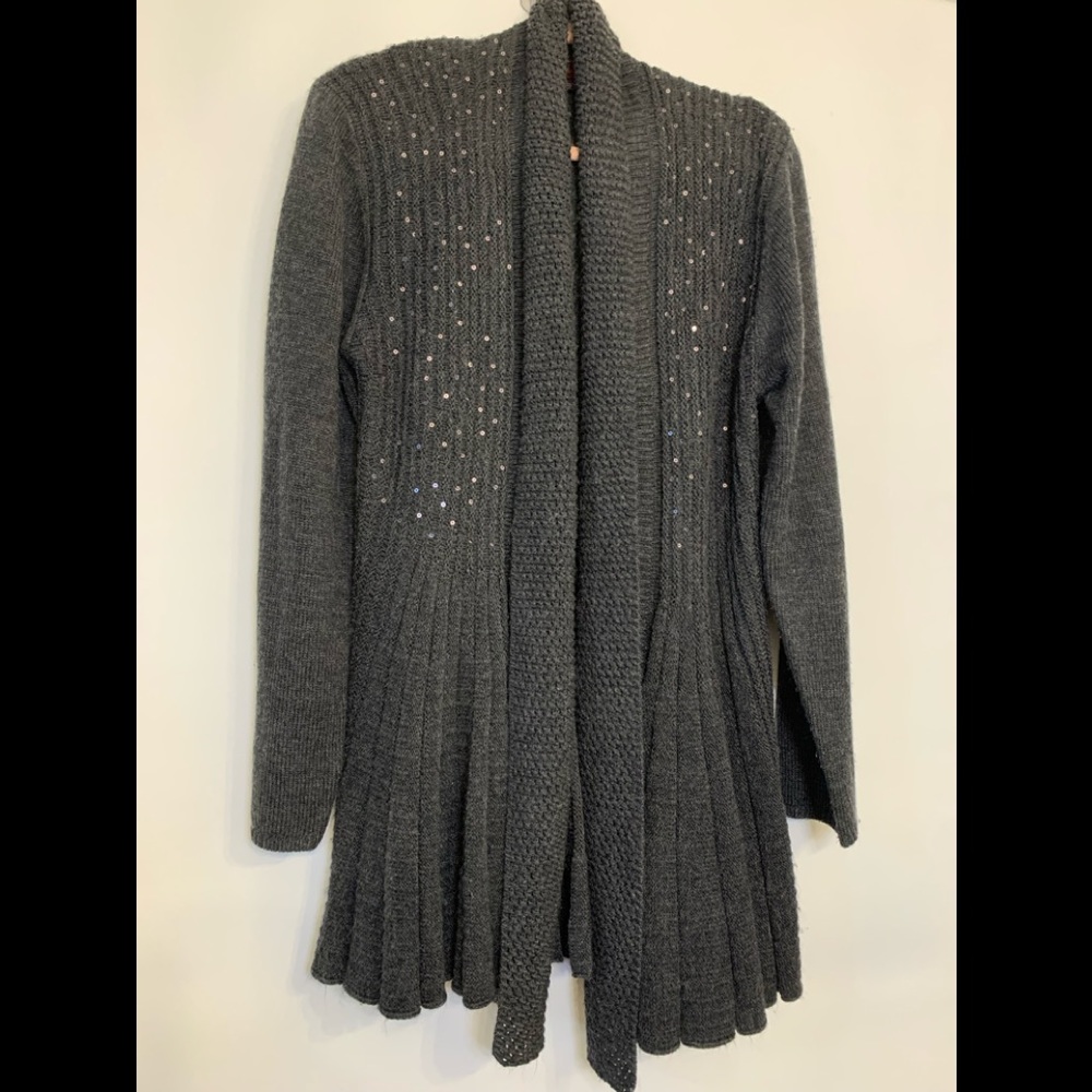 Colour Works Women’s Knit Long Sleeves Open Cardigan. Gray,size L, 36” long.